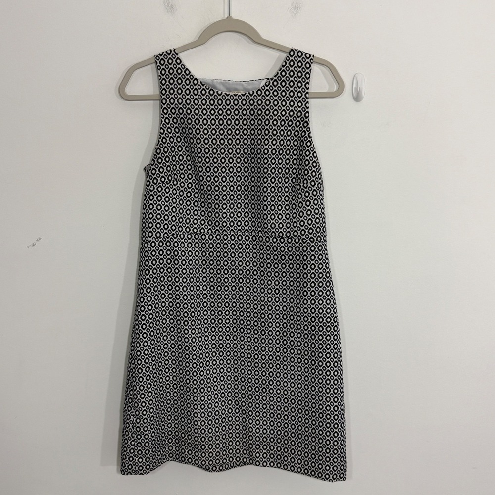J Crew Womens Dress 8 Black Diamond Sheath Sleeveless Preppy Career Classic